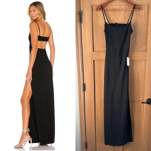 NWT Lovers + Friends Karma Maxi Dress in Black Open Back Women’s size Medium - Picture 1 of 15